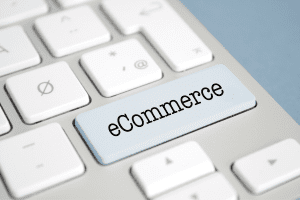 Keyboard with ecommerce written on a button for an ecommerce accounting blog