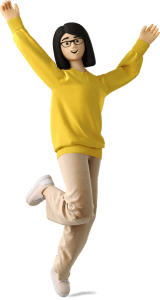 business-3d-joyful-young-woman-jumping-with-arms-raised